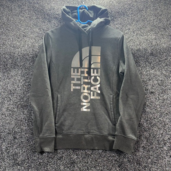 The North Face Tops - The North Face Womens Grey Metallic Logo Pullover Hoodie Sweatshirt Medium M